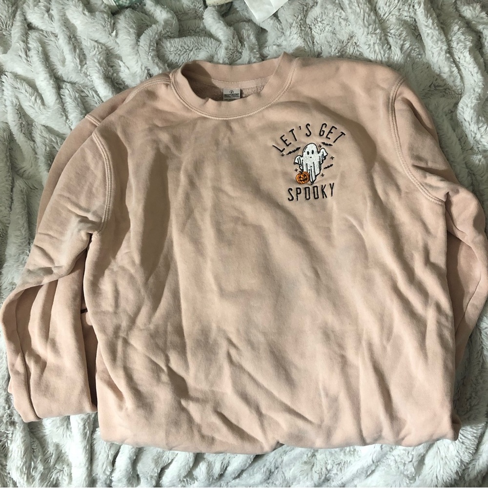 Soft Pink Spooky Embroidered Sweatshirt